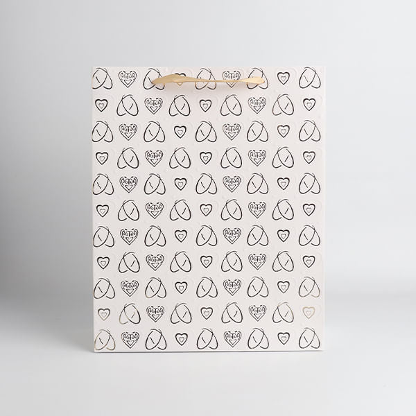 Bolsa De Regalo Con Estampado De Corazon Blanca Medium