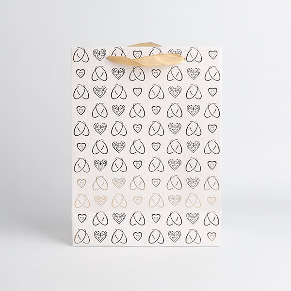 Bolsa De Regalo Con Estampado De Corazon Blanco Small
