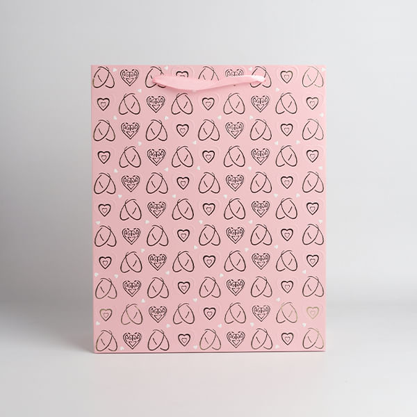 Bolsa De Regalo Con Estampado De Corazon Rosa Medium