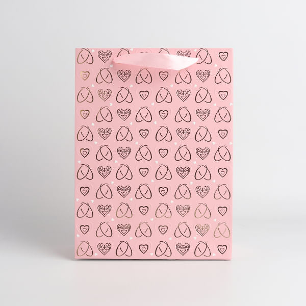 Bolsa De Regalo Con Estampado De Corazon Rosa Small
