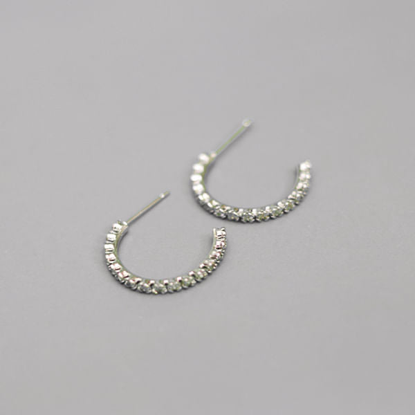 Aretes de Argolla con Esferas Brillantes Plateado