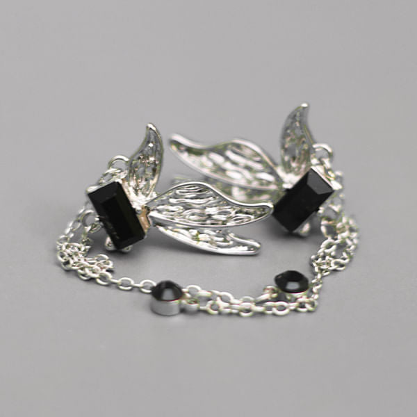 Aretes Largos con Diseño Negro Plateado