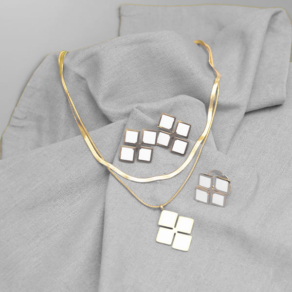Set de Joyería Modelo Rombo Dorado