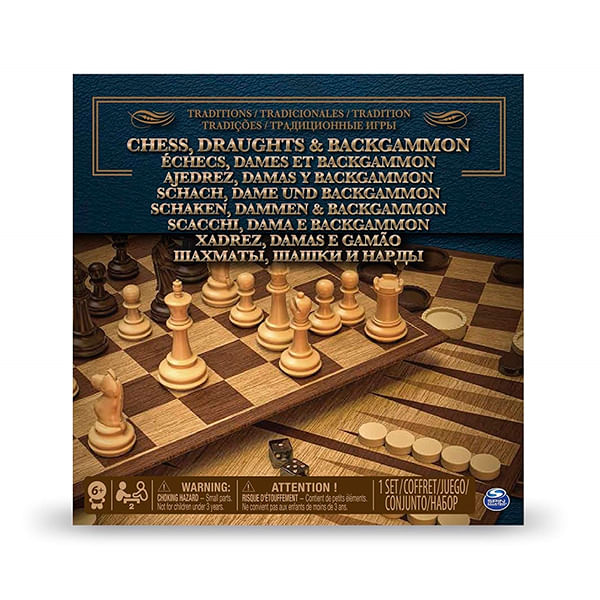 Juego de Mesa Pack X 3 Ajedrez Backgammon Spin Master Games