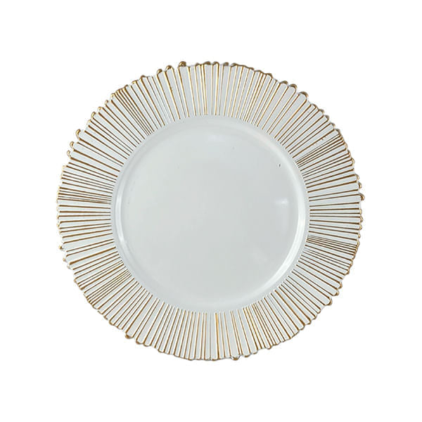 Portaplato Plateado Con Bordes Dorados De Navidad