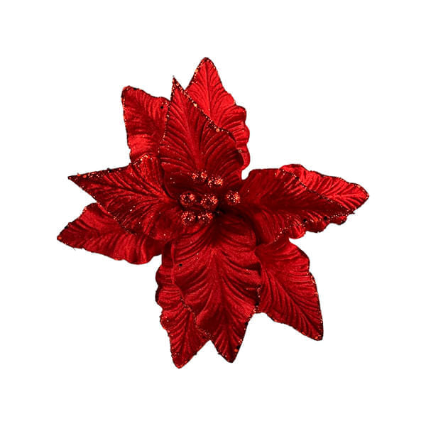 Adorno Poinsetia Decorativo Rojo De Navidad