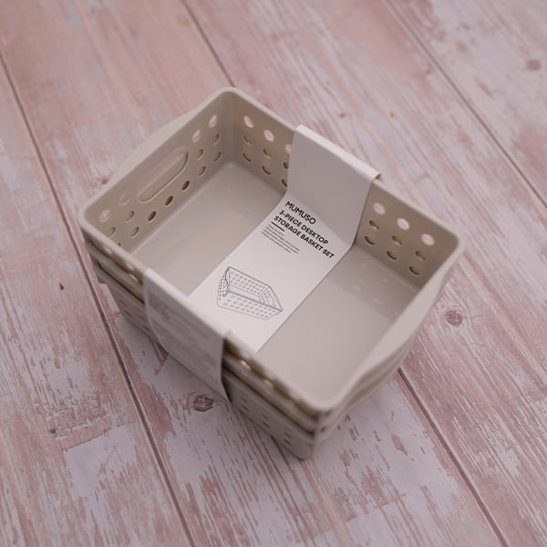 Cesta De Escritorio De Tres Piezas Beige
