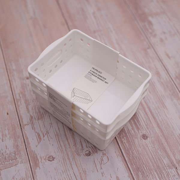 Set De Cestas De Sobremesa De Tres Piezas Blanco
