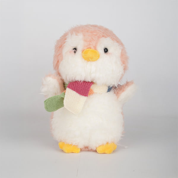 Peluche Supersuave Pingüino Rosa Con Bufanda 25 Cm