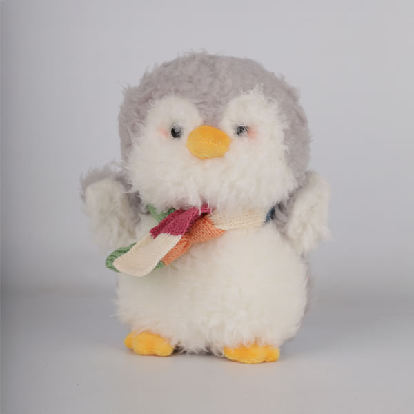 Peluche Supersuave Pingüino Gris Con Bufanda 25 Cm
