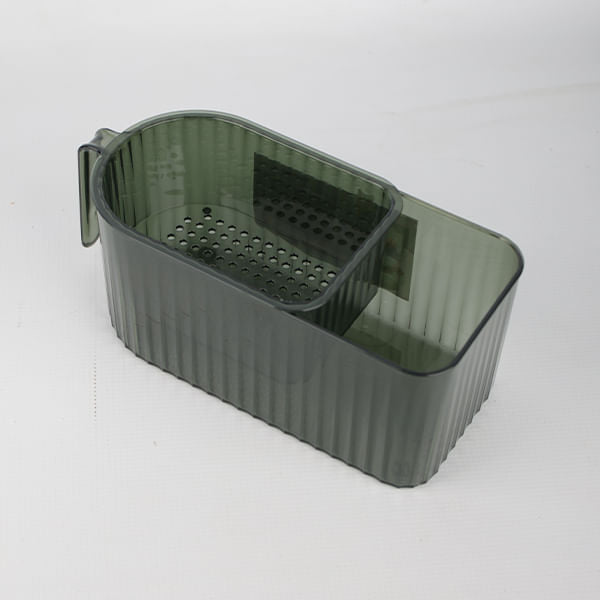 Frutero Acanalado De 2 Capas Con Asa Verde Transparente