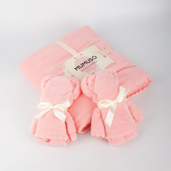 Caja de Regalo de Lindas Toallas de Oso - Rosa