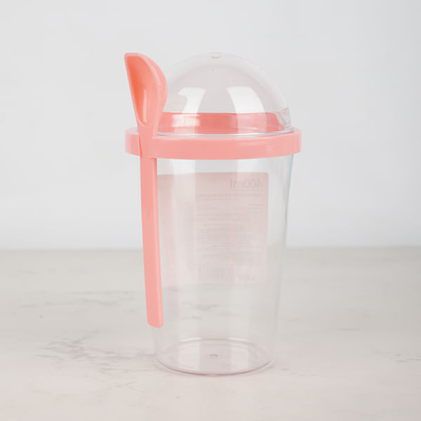 Vaso De Plastico Transparente Con Tapa Rosa