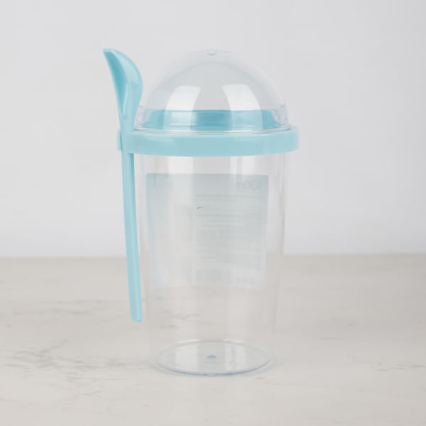 Vaso De Plastico Transparente Con Tapa Azul