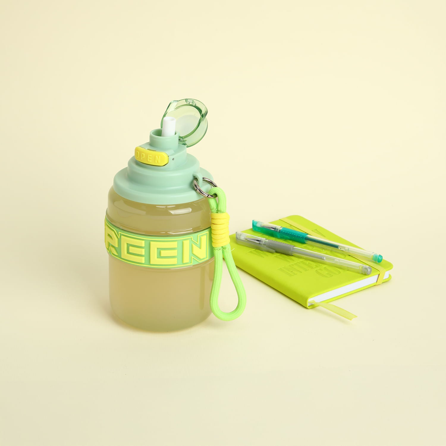 Botella Portátil con Sorbete Verde