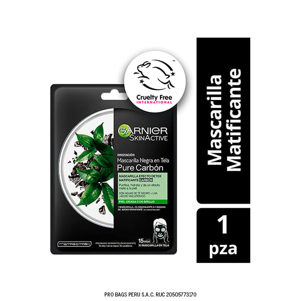 Mascarilla Garnier Skin Active Pure Carbon Negro X Sachet