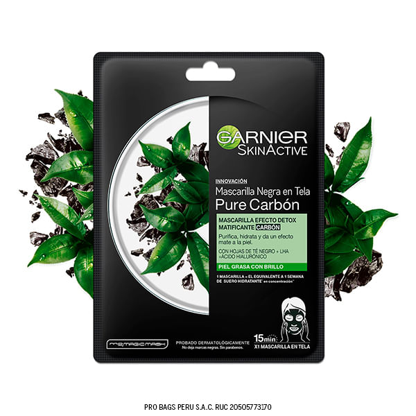 Mascarilla Garnier Skin Active Pure Carbon Negro X Sachet