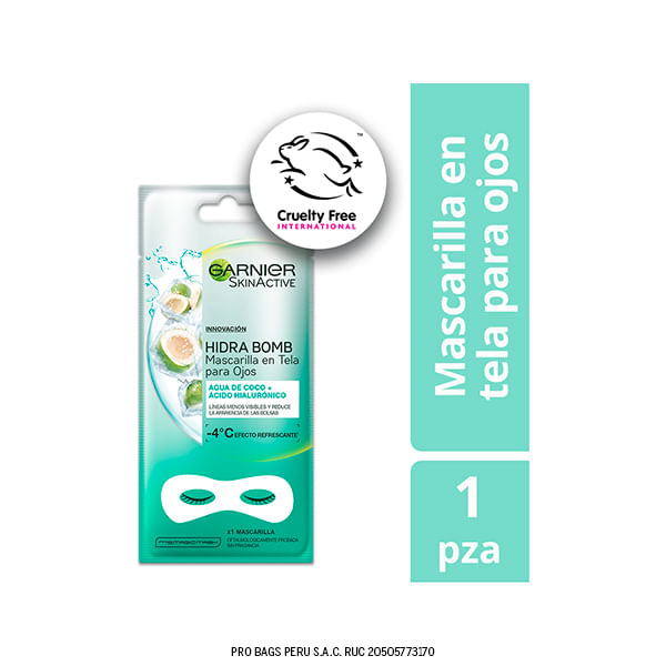 Mascarilla Para Ojos Garnier Hidra Bomb Eye Mask Coconut X Sachet