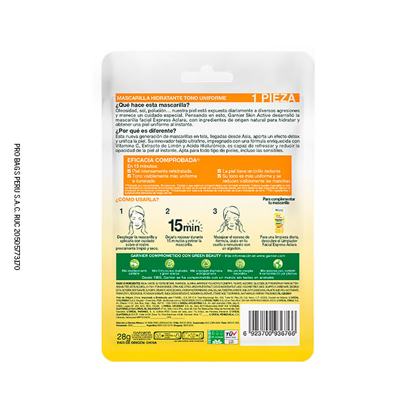 Mascarilla En Sachets Garnier Express Aclara