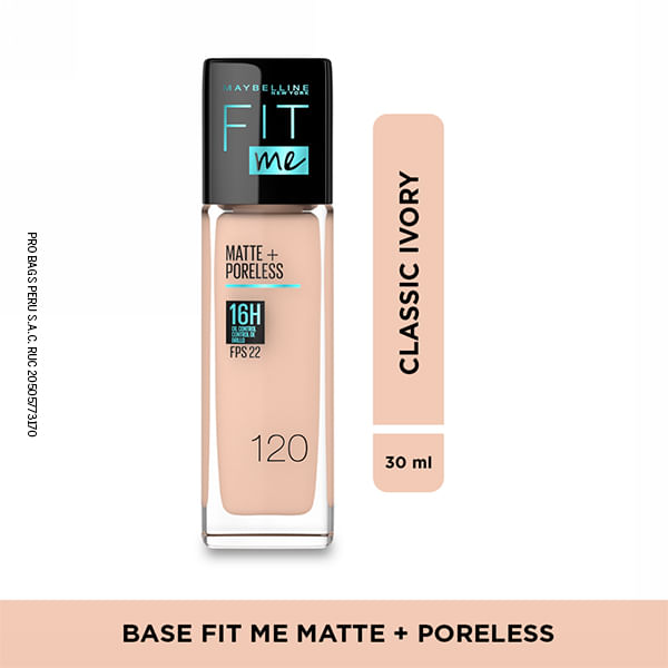 Base Maybelline Fit Me Matte + Pore Fdn 120 Classic Iv