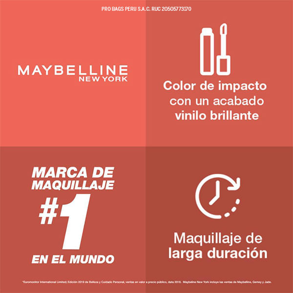 Labial Líquido Súper Stay Maybelline Vinyl Ink Tono Golden