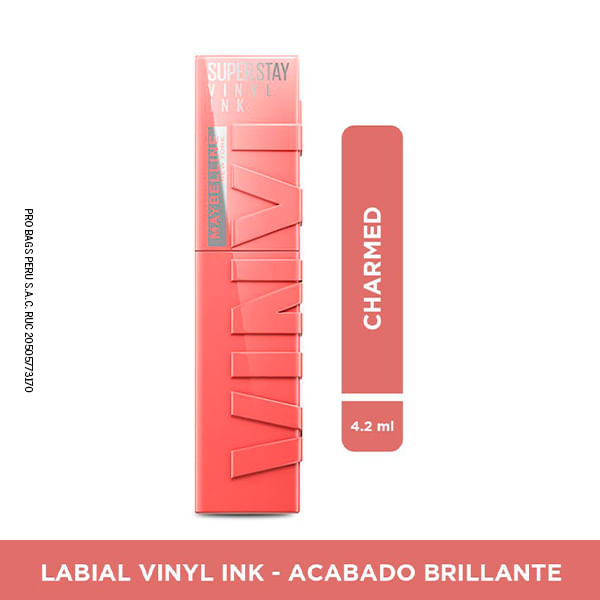 Labial Líquido Súper Stay Maybelline Vinyl Ink Tono Charmed