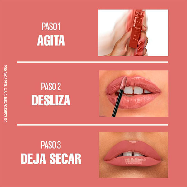 Labial Líquido Súper Stay Maybelline Vinyl Ink Tono Charmed