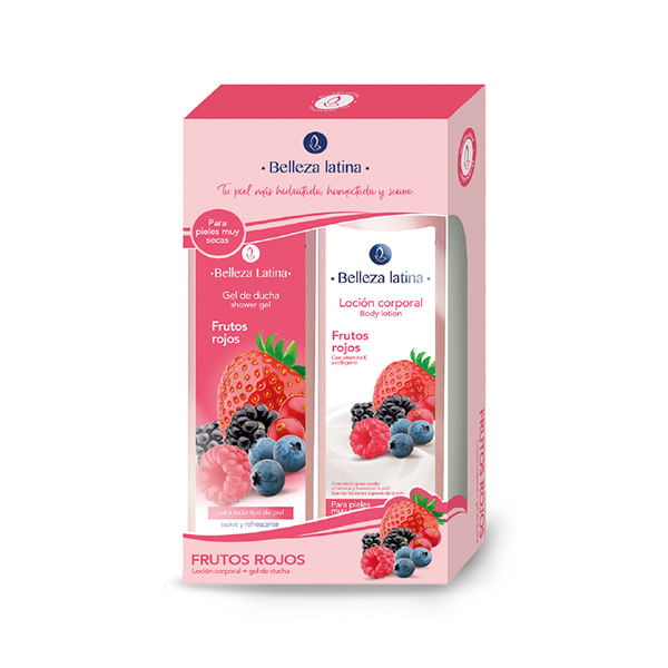 Set Belleza Latina Locion Corporal 450Ml + Gel De Ducha 450Ml Frutos Rojos