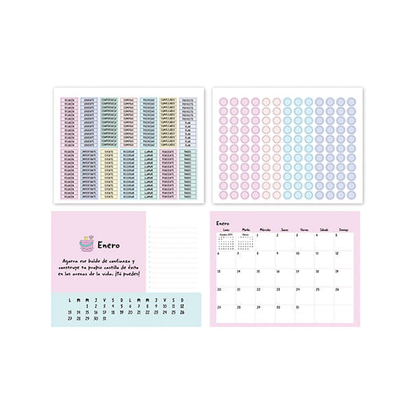 Calendario 2025 Escritorio Pastel