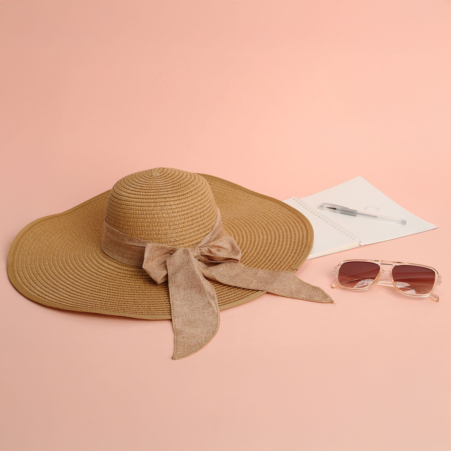 Sombrero de Playa con Lazo Beige