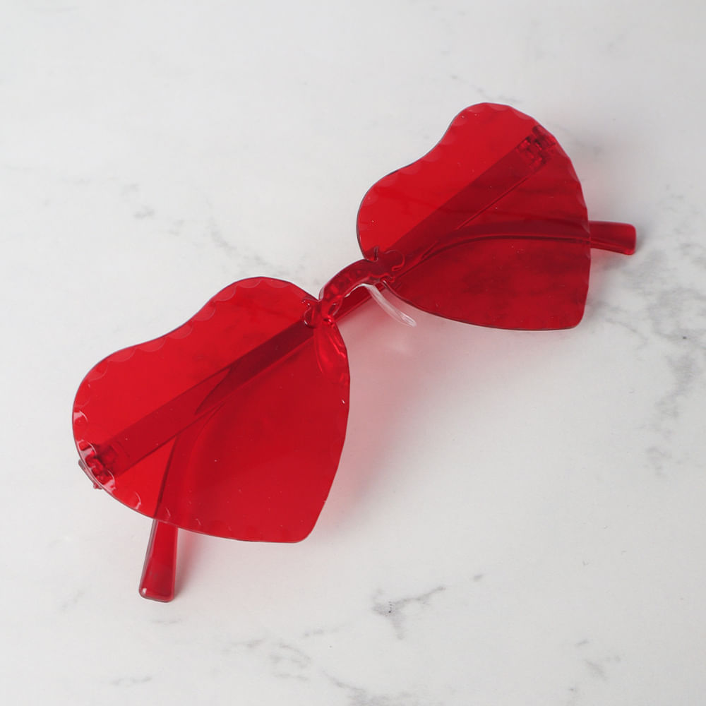 Lentes De Sol En Forma De Corazón - Rojo