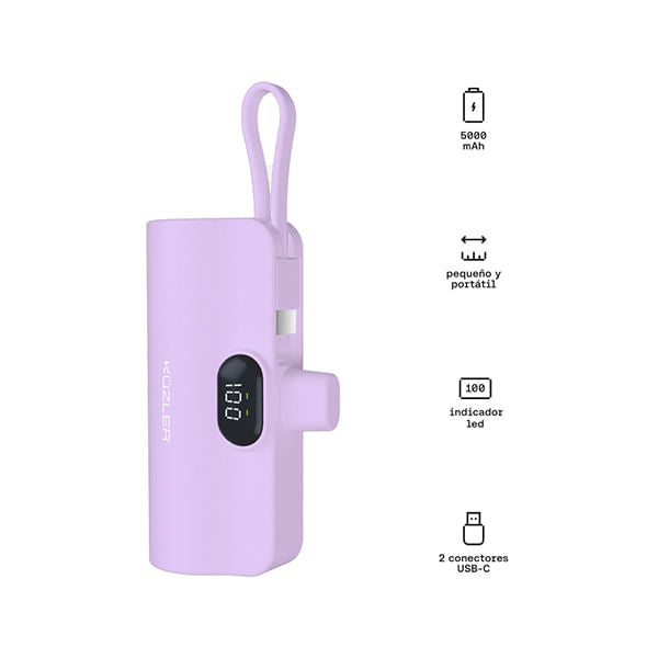 Kuzler Minipowerbank Mah Usb C Morado Ilse