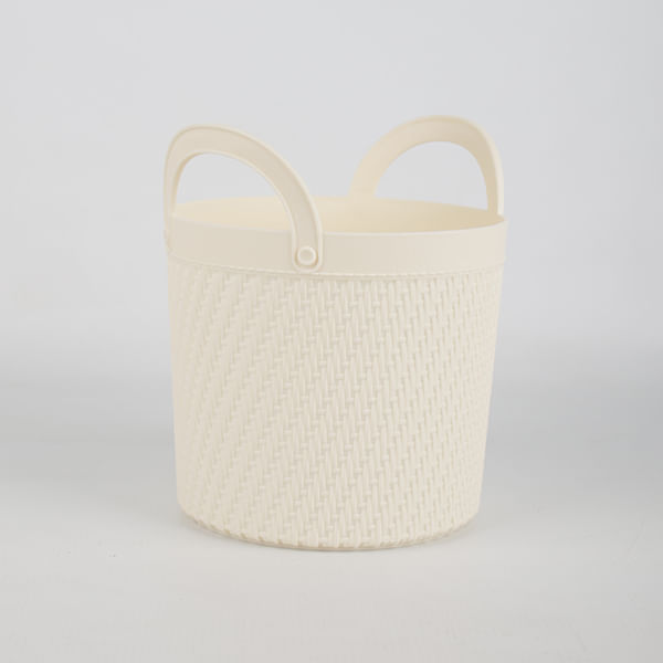 Cesta De Almacenamiento Portatil Con Textura Beige