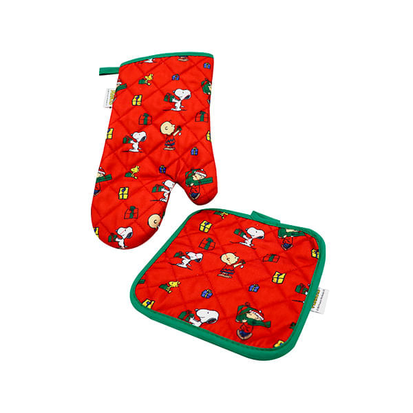 Set Guante Y Agarrador Snoopy De Navidad