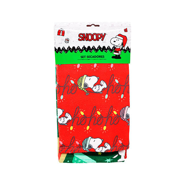 Set De Secadores x2 Snoopy De Navidad