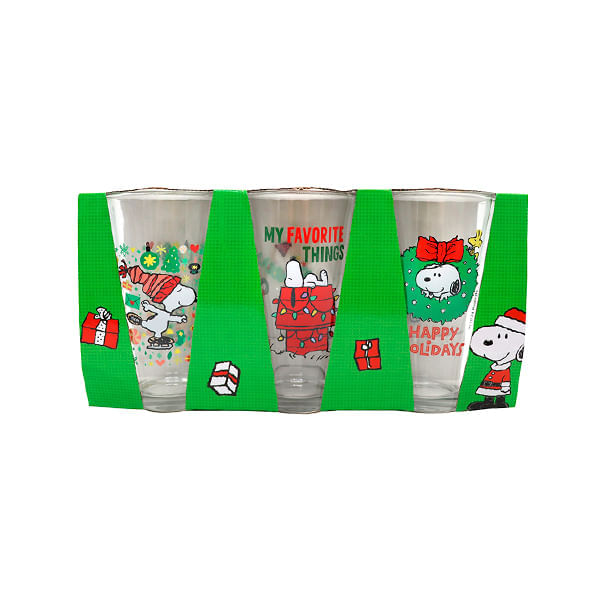 Set Vasos X3 Snoopy De Navidad