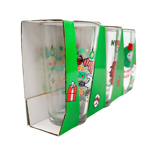 Set Vasos X3 Snoopy De Navidad