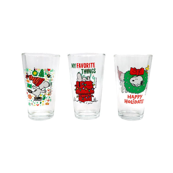 Set Vasos X3 Snoopy De Navidad