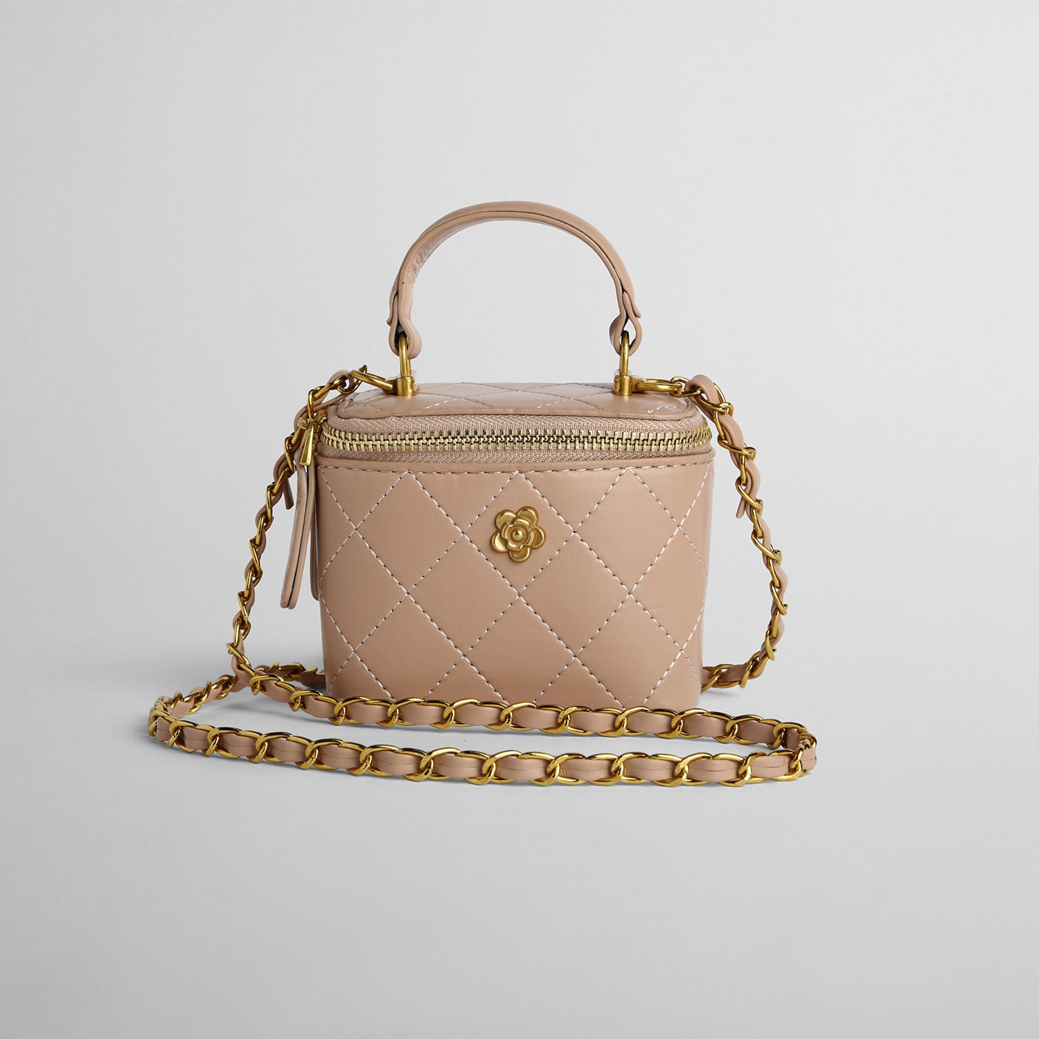 Bolso Cruzado Pequeño con Textura Beige