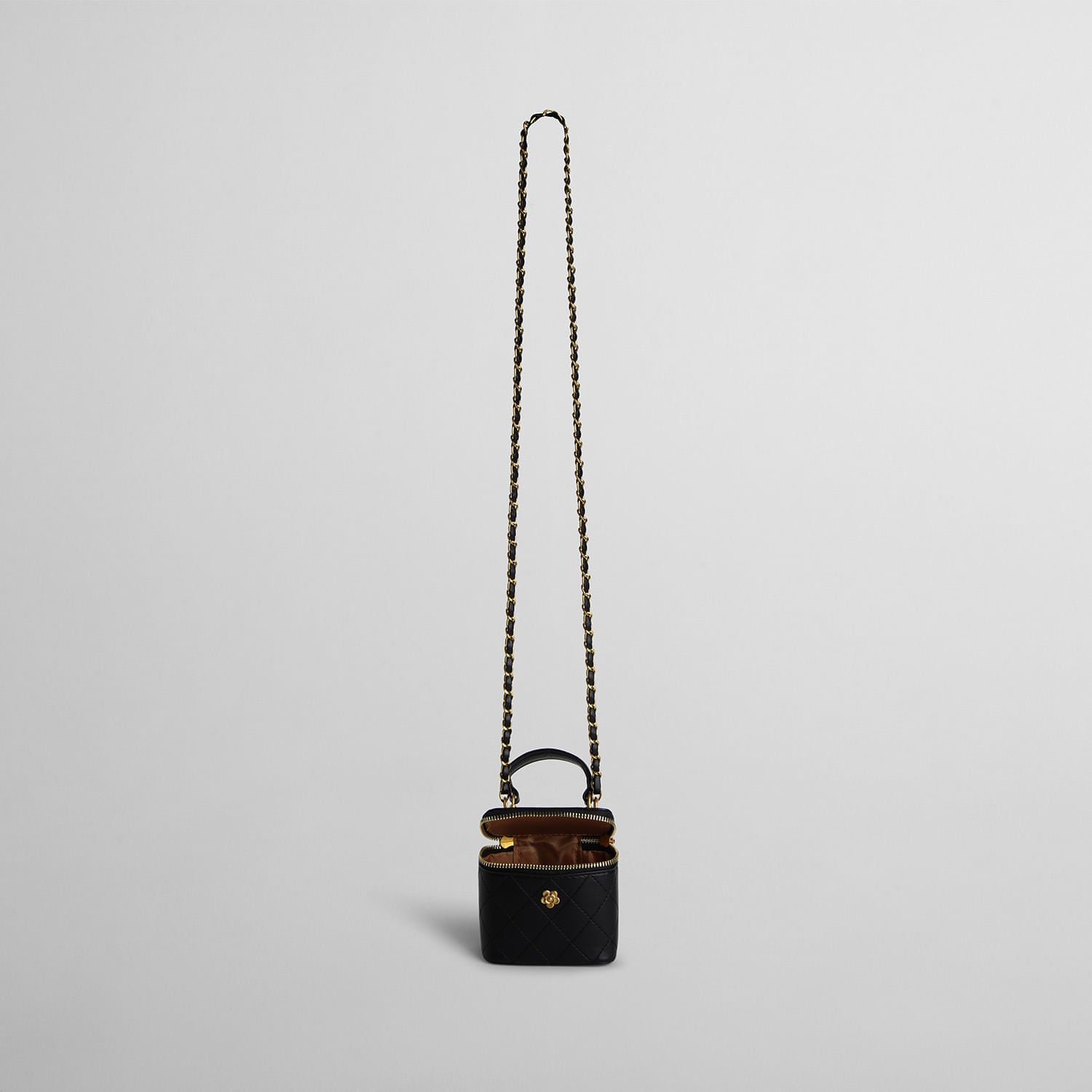 Bolso Cruzado Pequeño con Textura Negro