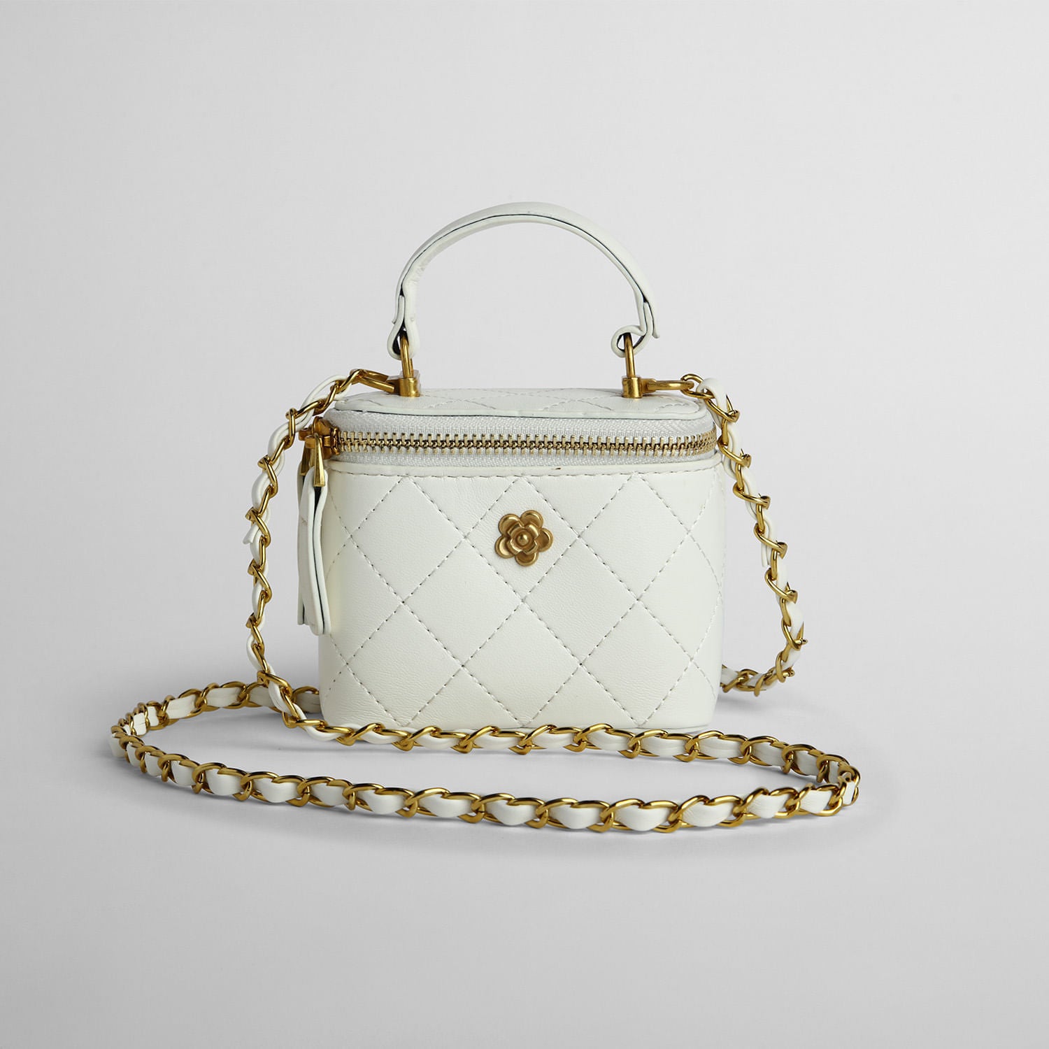 Bolso Cruzado Pequeño con Textura Blanco