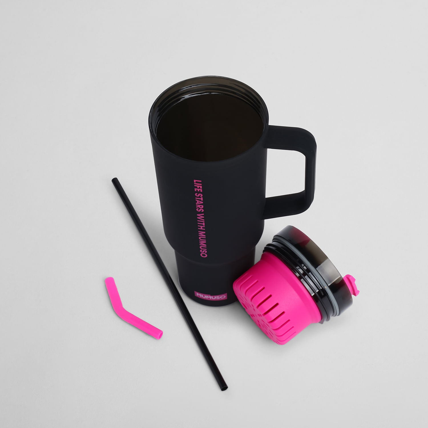 Vaso con Asa y Sorbete Negro 1100 ml