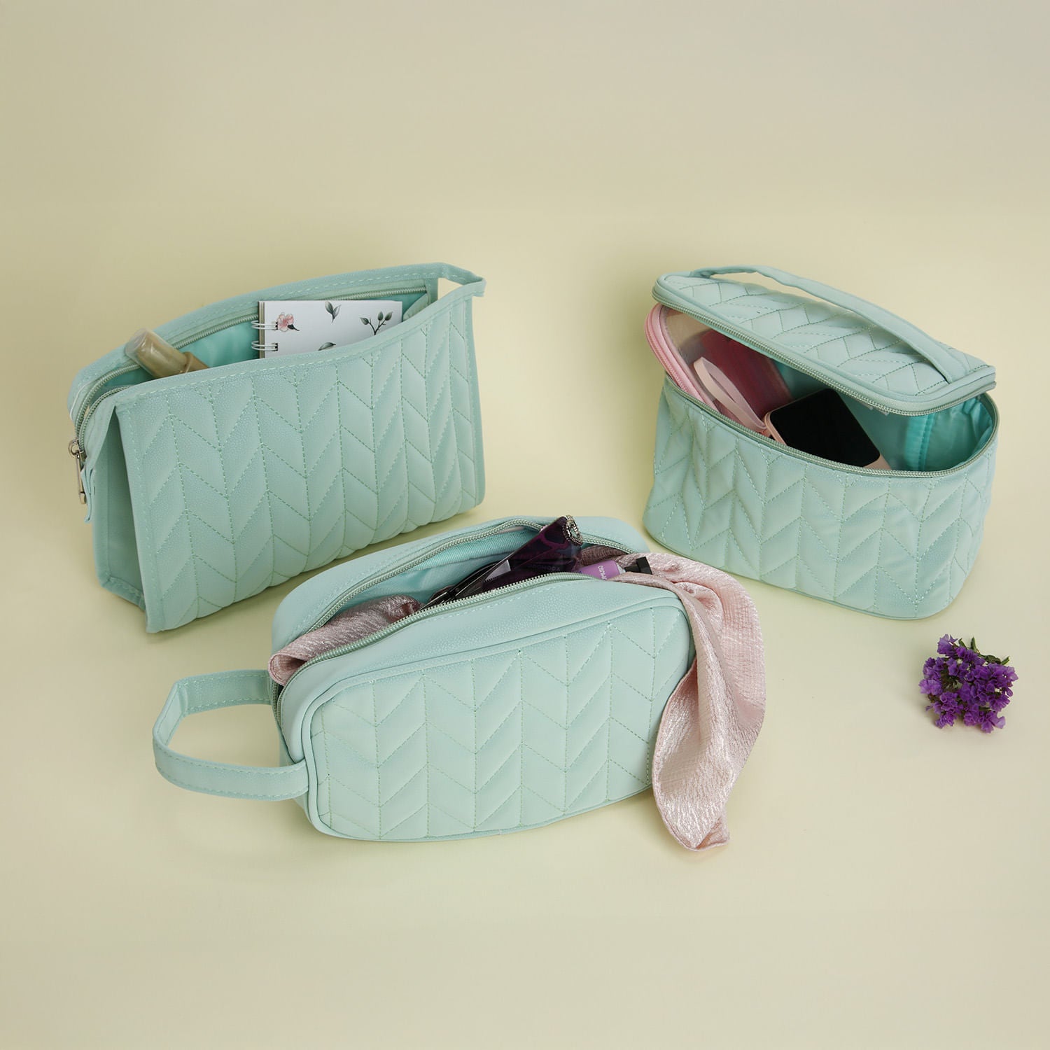 Neceser con Textura Espiga Verde Agua