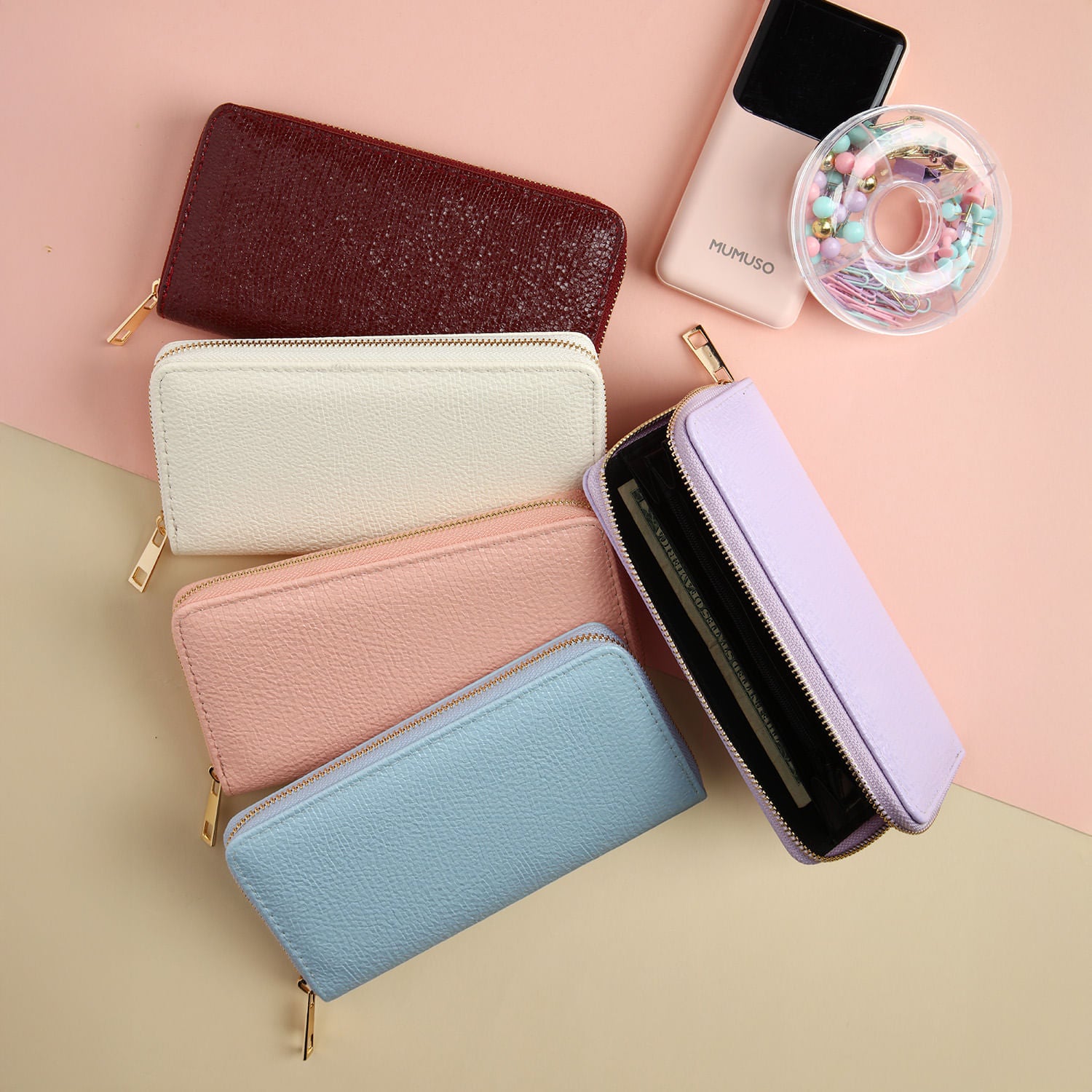 Billetera Color Celeste Pastel