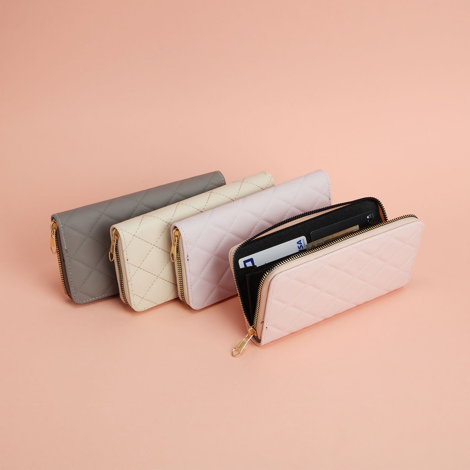 Billetera Modelo Rombos Beige