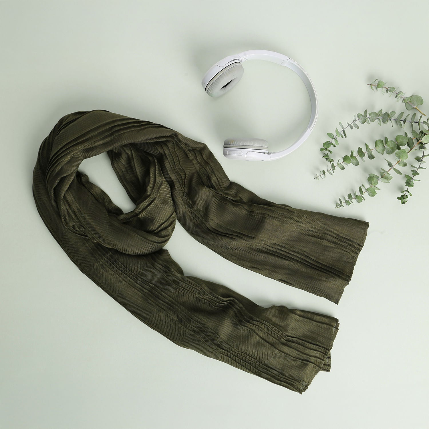 Bufanda con Textura Verde Olivo