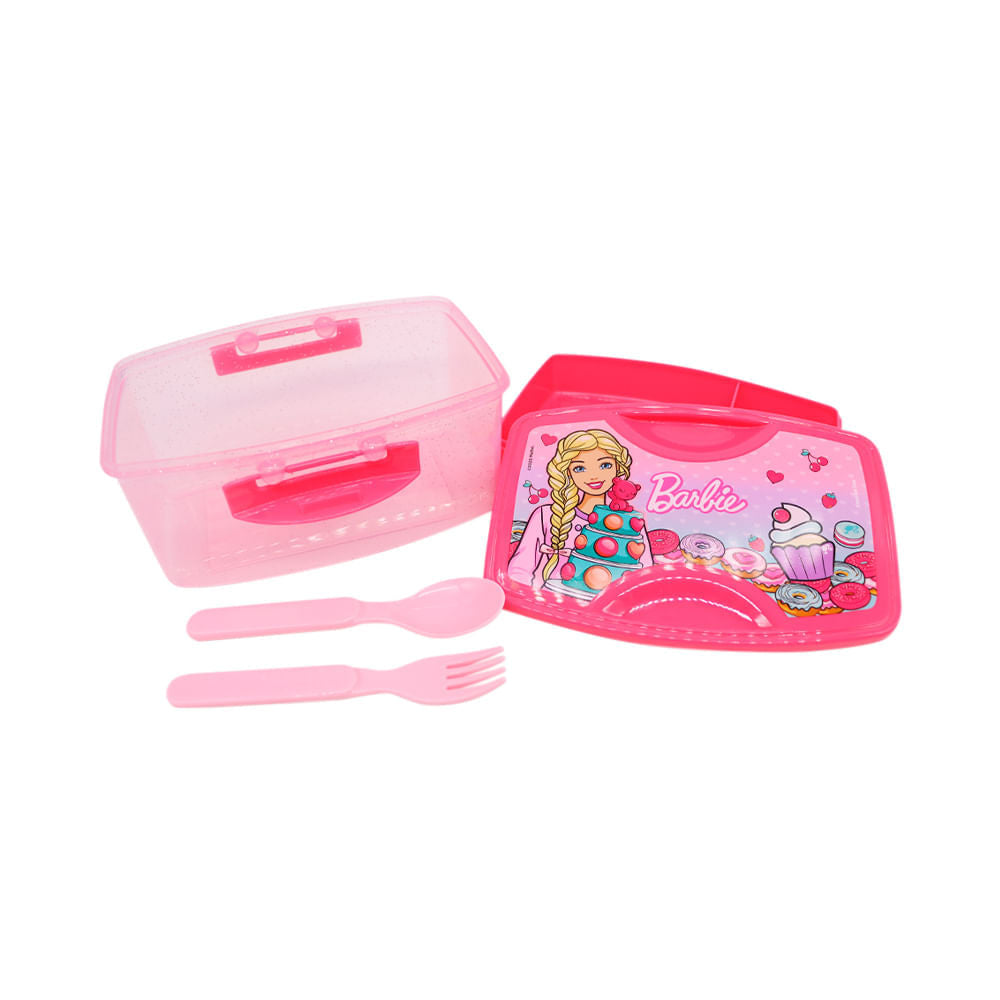 Tupper Con Cubiertos Barbie 1100Ml
