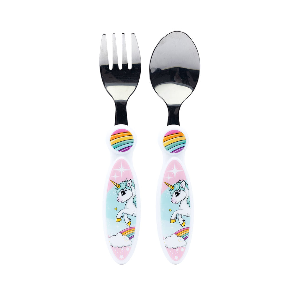 Cubiertos metálicos Unicornio 2 Piezas