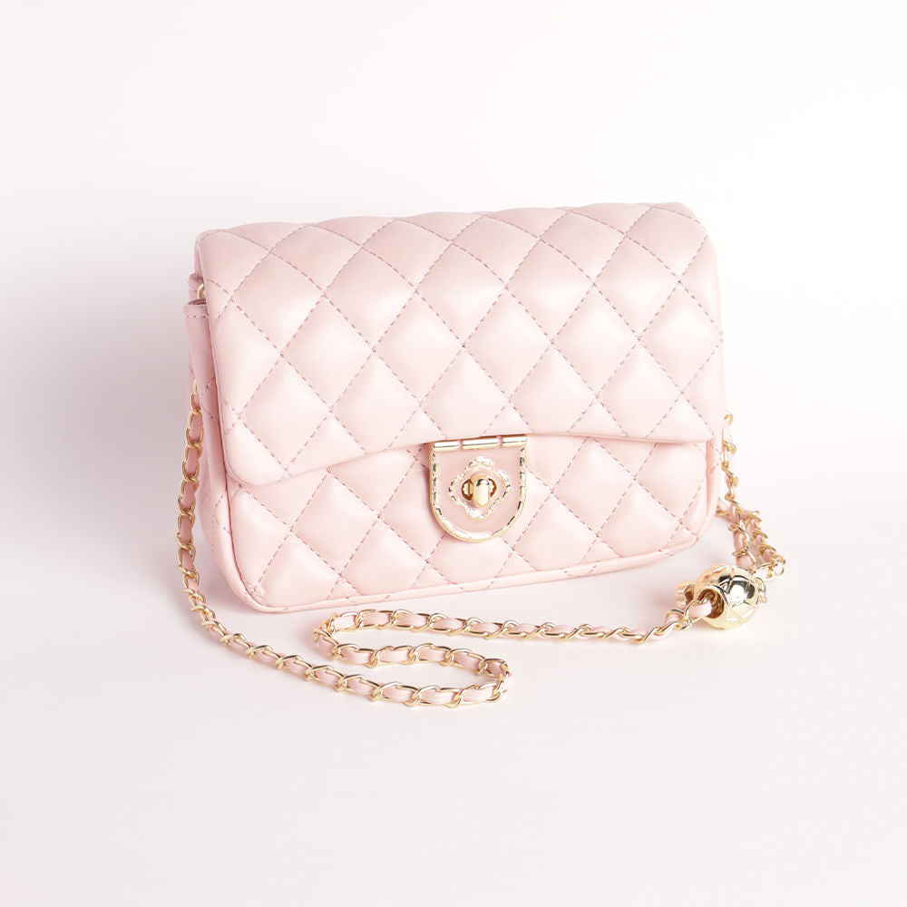Bolso con Textura Detalles Dorados Rosa