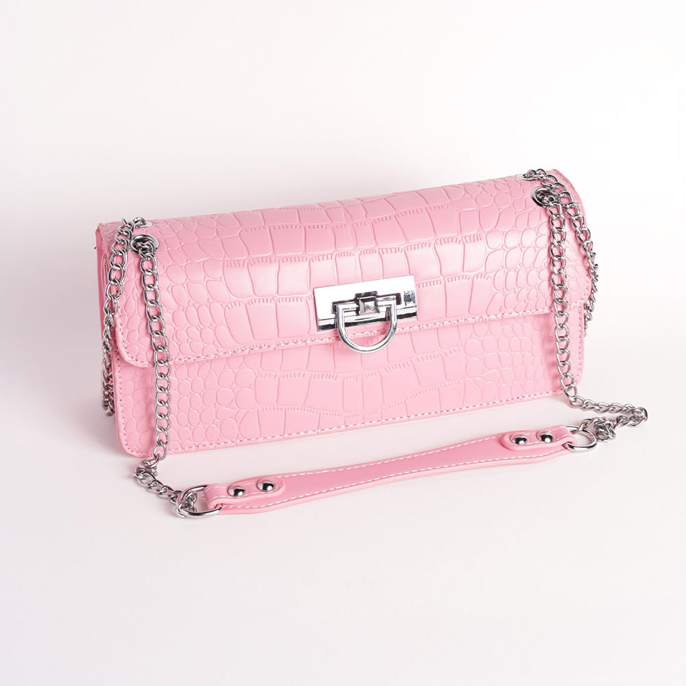 Bolso Rosa con Detalles Plateados